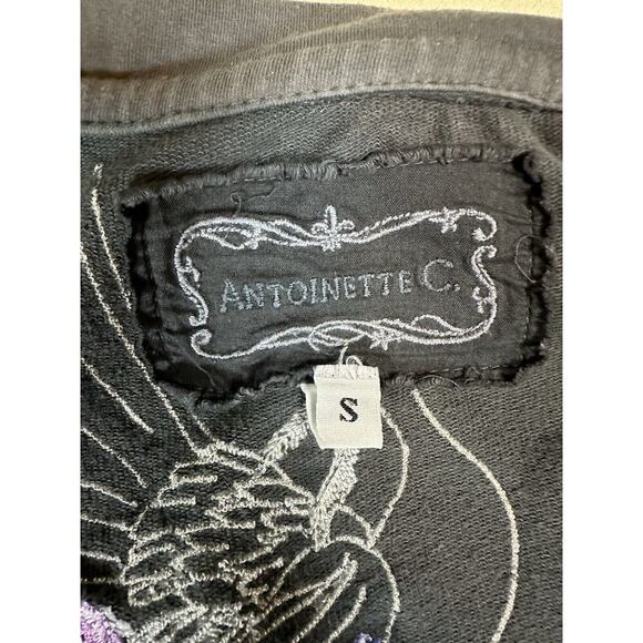 ANTHROPOLOGIE Antoinette C Embroidered Waterfall Frill Front Zip Small Jacket - Picture 11 of 14